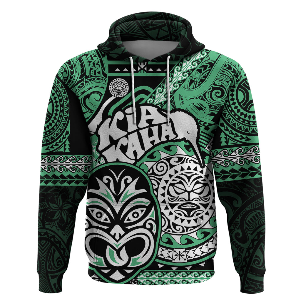 Personalised Te Reo Maori New Zealand Hoodie Aotearoa Kia Haka Maori Tribal Tattoo Green Style LT9