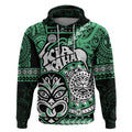 Personalised Te Reo Maori New Zealand Hoodie Aotearoa Kia Haka Maori Tribal Tattoo Green Style LT9