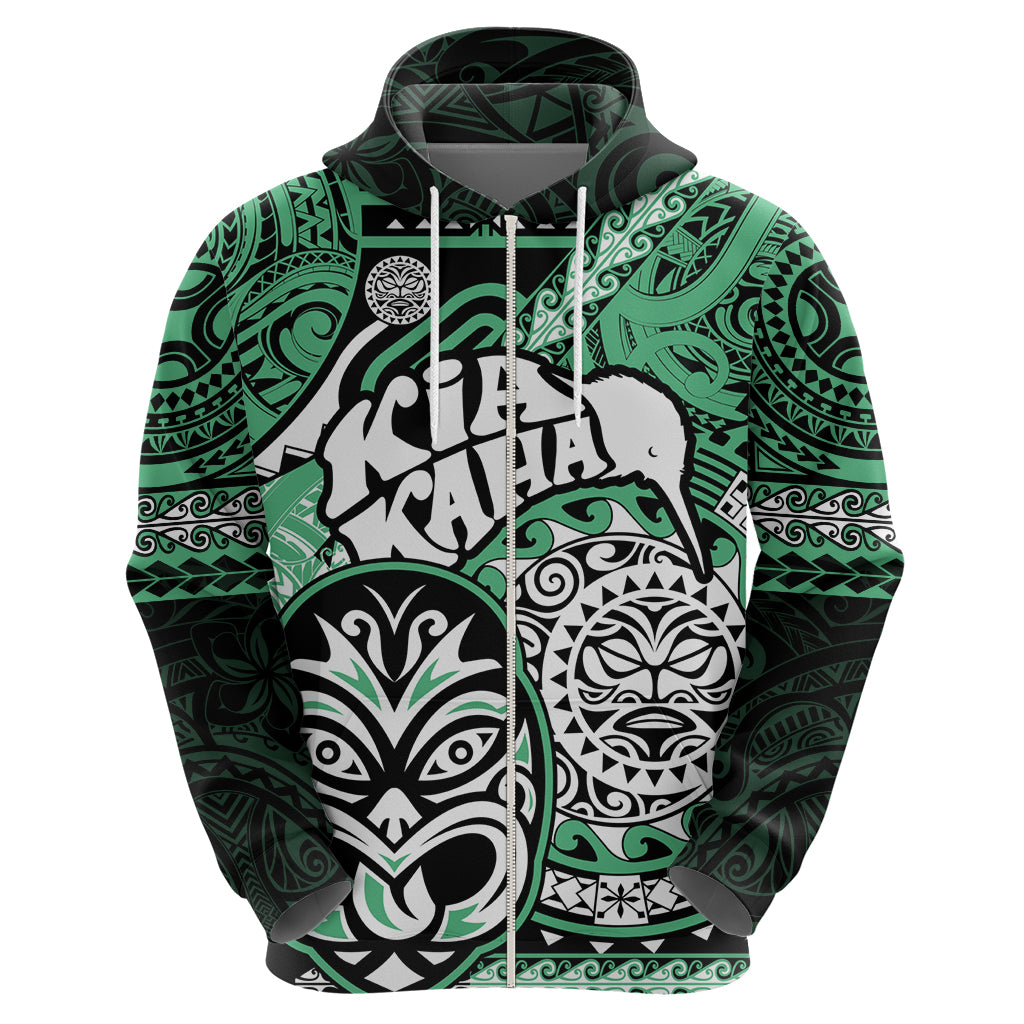Personalised Te Reo Maori New Zealand Hoodie Aotearoa Kia Haka Maori Tribal Tattoo Green Style LT9