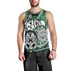 Personalised Te Reo Maori New Zealand Men Tank Top Aotearoa Kia Haka Maori Tribal Tattoo Green Style LT9