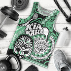 Personalised Te Reo Maori New Zealand Men Tank Top Aotearoa Kia Haka Maori Tribal Tattoo Green Style LT9