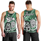 Personalised Te Reo Maori New Zealand Men Tank Top Aotearoa Kia Haka Maori Tribal Tattoo Green Style LT9