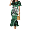 Personalised Te Reo Maori New Zealand Mermaid Dress Aotearoa Kia Haka Maori Tribal Tattoo Green Style LT9