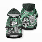Personalised Te Reo Maori New Zealand Pet Hoodie Aotearoa Kia Haka Maori Tribal Tattoo Green Style