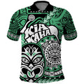 Personalised Te Reo Maori New Zealand Polo Shirt Aotearoa Kia Haka Maori Tribal Tattoo Green Style LT9