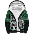 Personalised Te Reo Maori New Zealand Sherpa Hoodie Aotearoa Kia Haka Maori Tribal Tattoo Green Style LT9