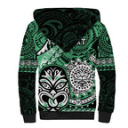 Personalised Te Reo Maori New Zealand Sherpa Hoodie Aotearoa Kia Haka Maori Tribal Tattoo Green Style LT9