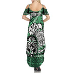 Personalised Te Reo Maori New Zealand Summer Maxi Dress Aotearoa Kia Haka Maori Tribal Tattoo Green Style LT9