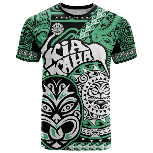 Personalised Te Reo Maori New Zealand T Shirt Aotearoa Kia Haka Maori Tribal Tattoo Green Style LT9