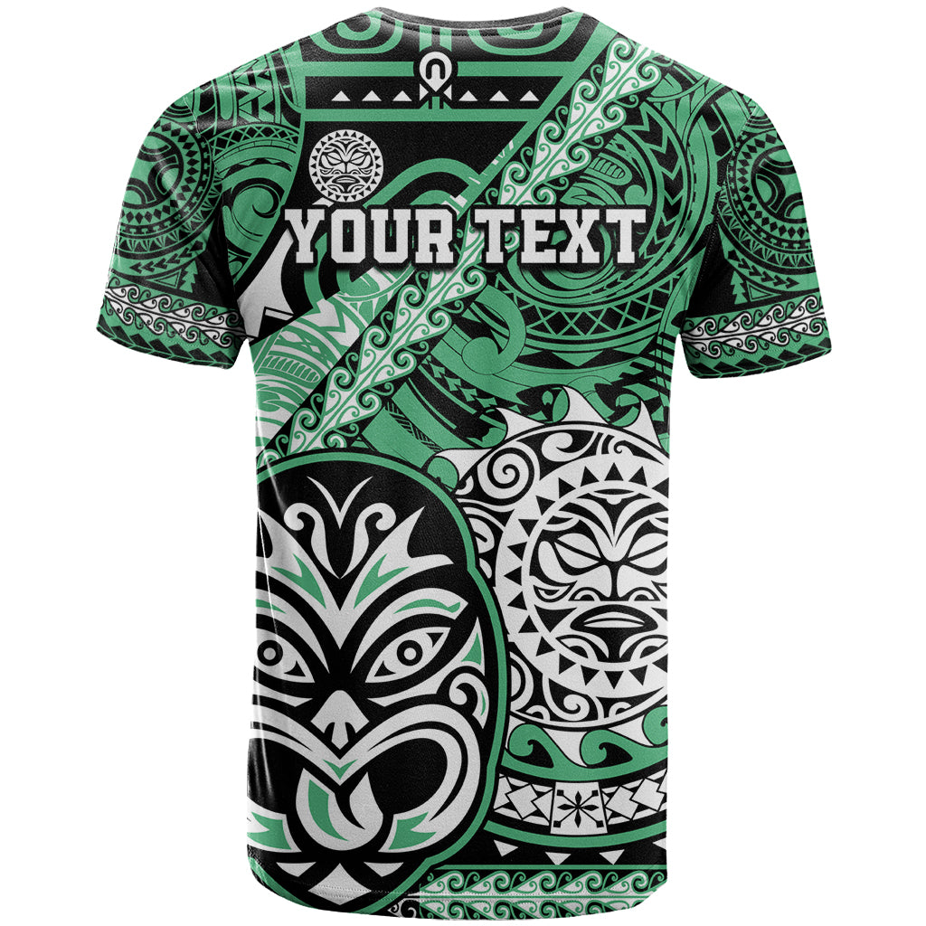 Personalised Te Reo Maori New Zealand T Shirt Aotearoa Kia Haka Maori Tribal Tattoo Green Style LT9