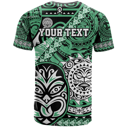 Personalised Te Reo Maori New Zealand T Shirt Aotearoa Kia Haka Maori Tribal Tattoo Green Style LT9