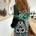 Personalised Te Reo Maori New Zealand Women Casual Shirt Aotearoa Kia Haka Maori Tribal Tattoo Green Style LT9