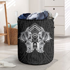 Aotearoa Kowhaiwhai Poutama Black Motif Laundry Basket