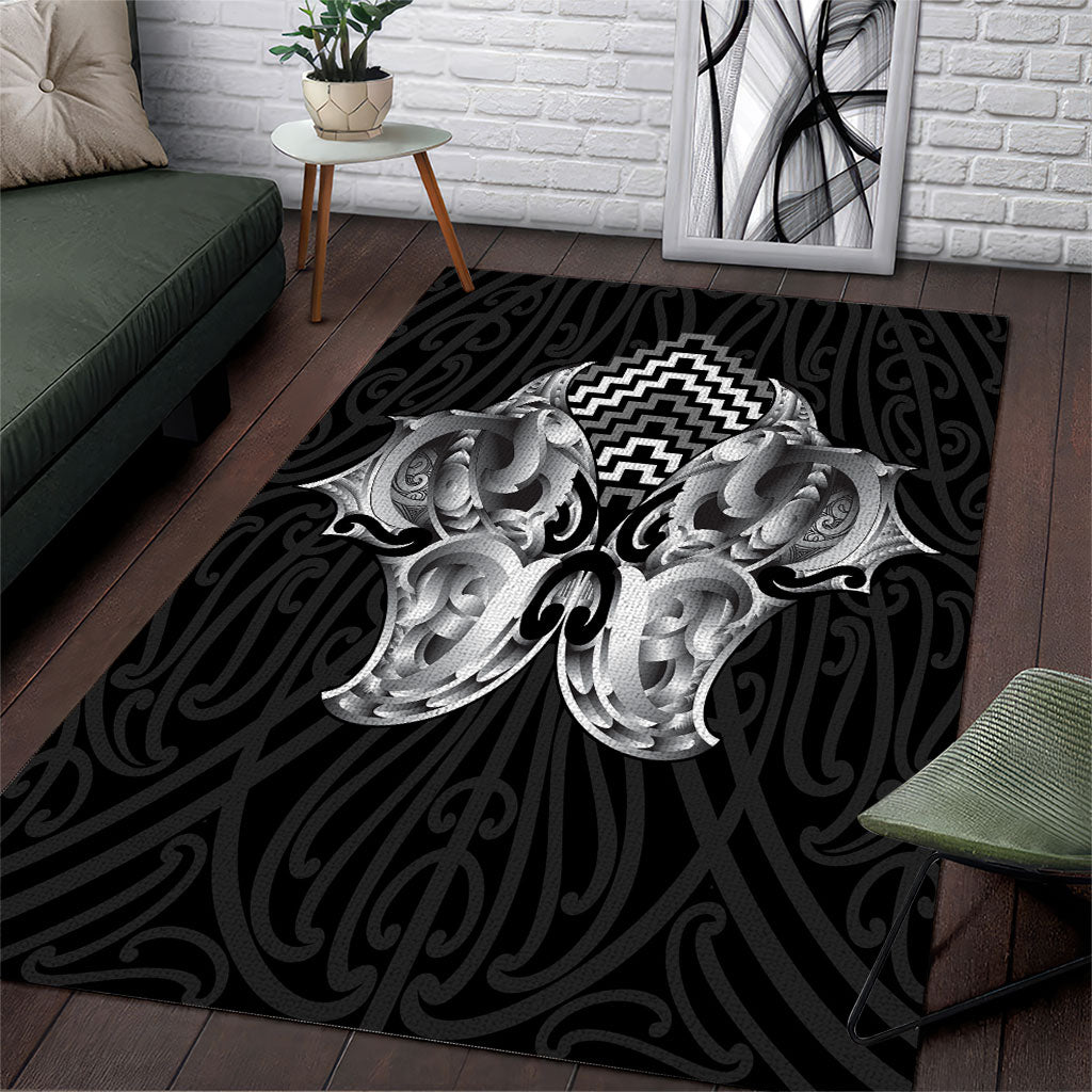 Aotearoa Kowhaiwhai Poutama Black Motif Area Rug