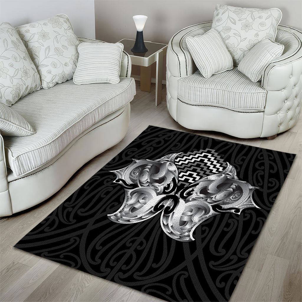 Aotearoa Kowhaiwhai Poutama Black Motif Area Rug