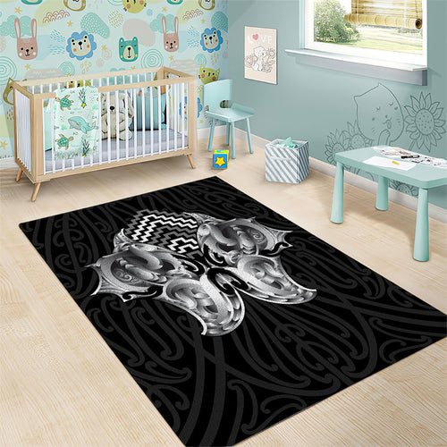 Aotearoa Kowhaiwhai Poutama Black Motif Area Rug