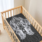 Aotearoa Kowhaiwhai Poutama Black Motif Baby Bed Cover