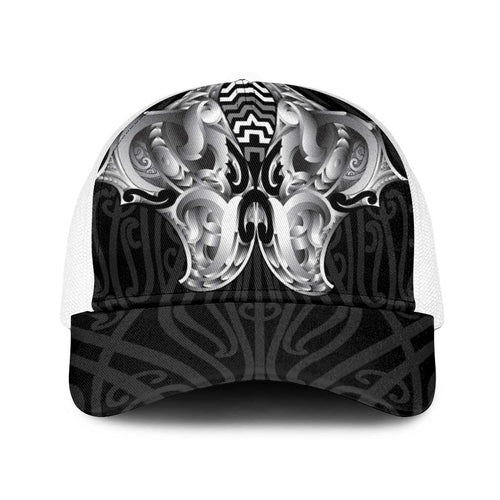 Aotearoa Kowhaiwhai Poutama Black Motif Baseball Net Cap