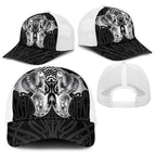 Aotearoa Kowhaiwhai Poutama Black Motif Baseball Net Cap