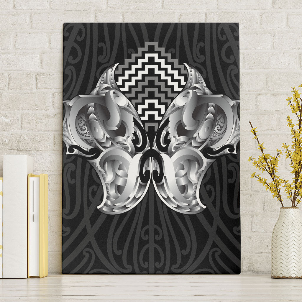 Aotearoa Kowhaiwhai Poutama Black Motif Canvas Wall Art