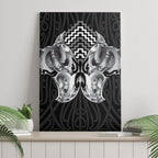 Aotearoa Kowhaiwhai Poutama Black Motif Canvas Wall Art
