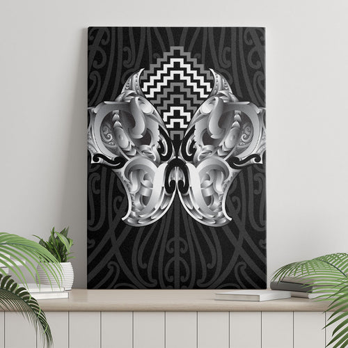 Aotearoa Kowhaiwhai Poutama Black Motif Canvas Wall Art
