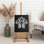 Aotearoa Kowhaiwhai Poutama Black Motif Canvas Wall Art