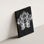 Aotearoa Kowhaiwhai Poutama Black Motif Canvas Wall Art