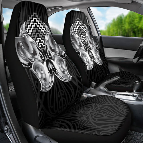 Aotearoa Kowhaiwhai Poutama Black Motif Car Seat Cover