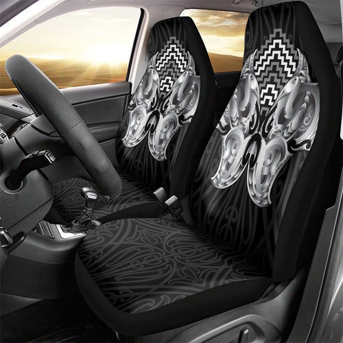 Aotearoa Kowhaiwhai Poutama Black Motif Car Seat Cover