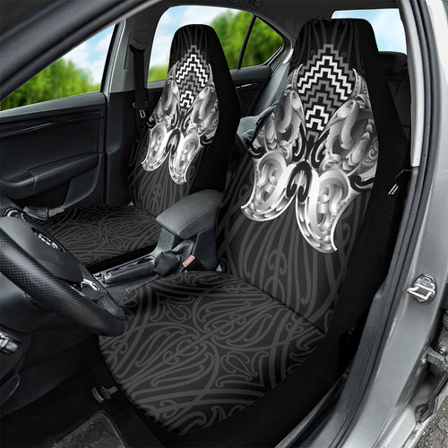 Aotearoa Kowhaiwhai Poutama Black Motif Car Seat Cover
