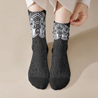 Aotearoa Kowhaiwhai Poutama Black Motif Crew Socks