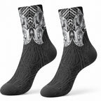 Aotearoa Kowhaiwhai Poutama Black Motif Crew Socks