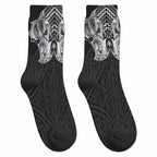 Aotearoa Kowhaiwhai Poutama Black Motif Crew Socks