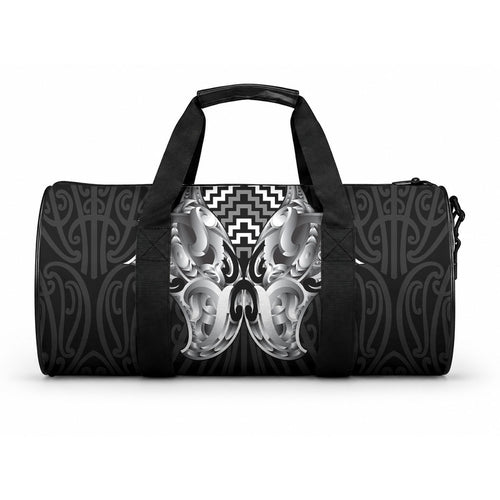 Aotearoa Kowhaiwhai Poutama Black Motif Duffle Bag