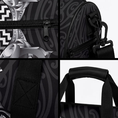 Aotearoa Kowhaiwhai Poutama Black Motif Duffle Bag