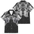Aotearoa Kowhaiwhai Poutama Black Motif Family Matching Mermaid Dress and Hawaiian Shirt