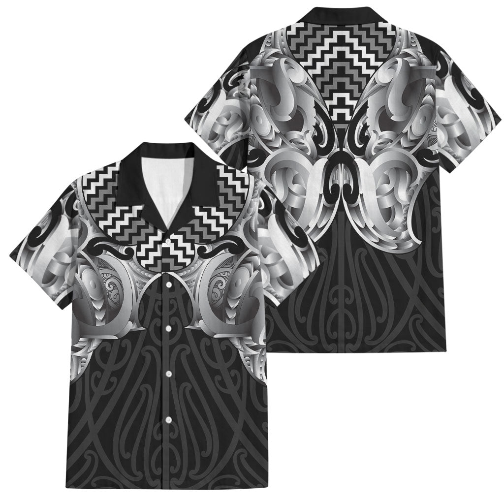 Aotearoa Kowhaiwhai Poutama Black Motif Family Matching Tank Maxi Dress and Hawaiian Shirt