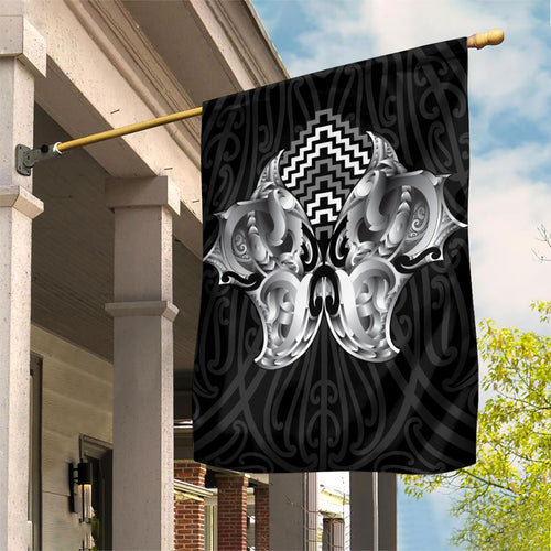 Aotearoa Kowhaiwhai Poutama Black Motif Garden Flag