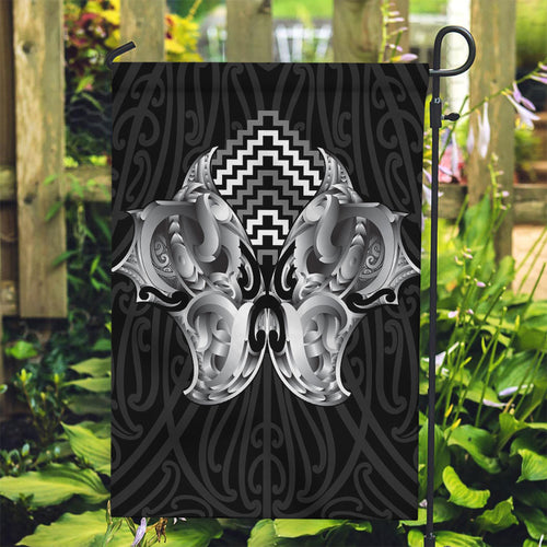 Aotearoa Kowhaiwhai Poutama Black Motif Garden Flag