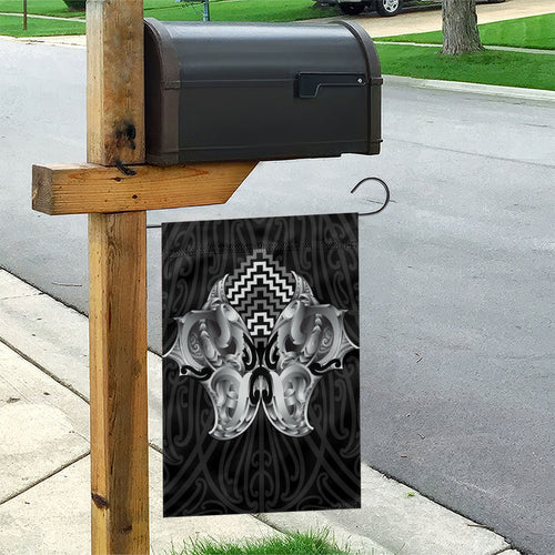 Aotearoa Kowhaiwhai Poutama Black Motif Garden Flag
