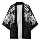 Aotearoa Kowhaiwhai Poutama Black Motif Kimono
