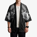 Aotearoa Kowhaiwhai Poutama Black Motif Kimono