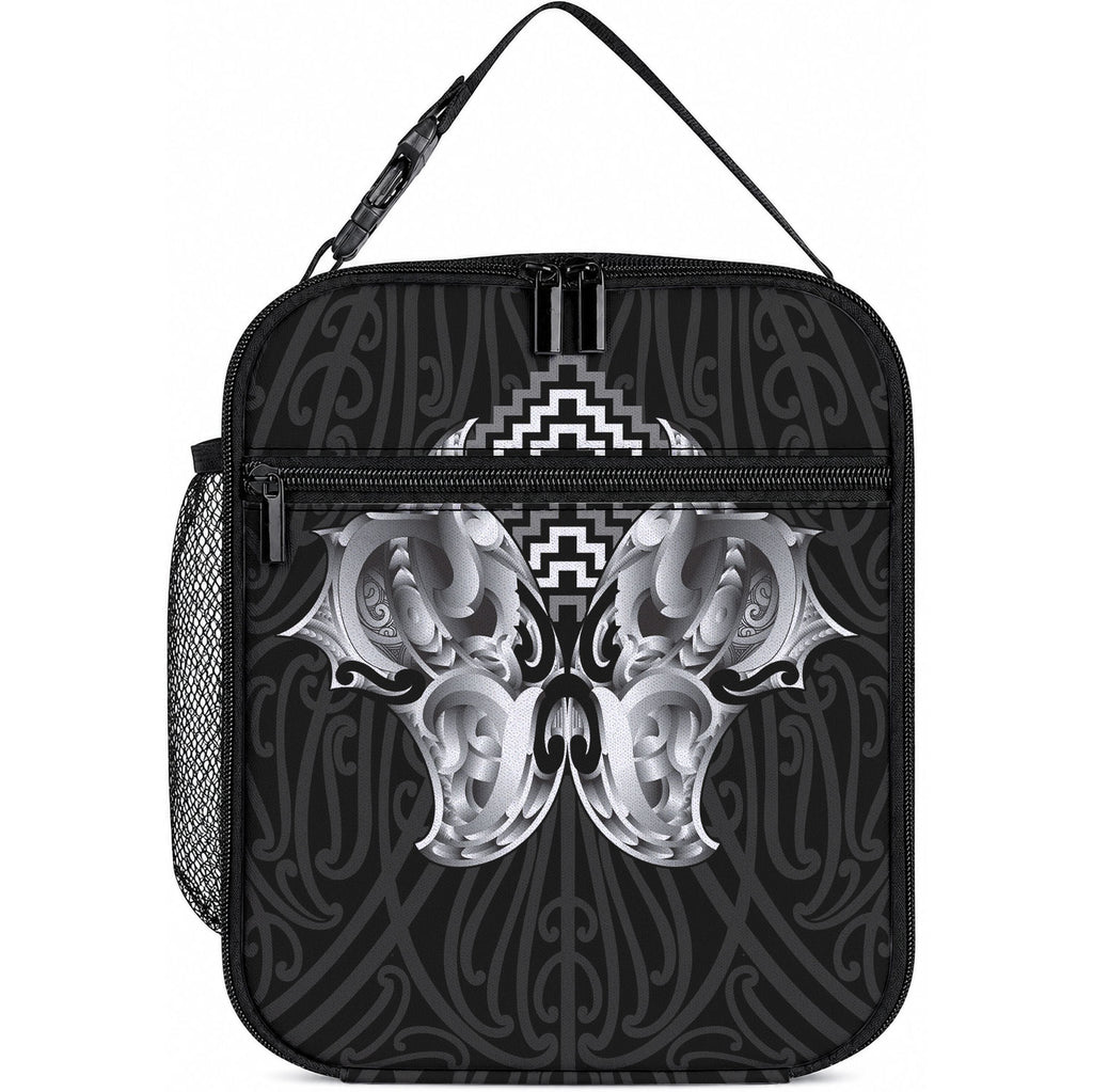 Aotearoa Kowhaiwhai Poutama Black Motif Lunch Bag