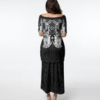 Aotearoa Kowhaiwhai Poutama Black Motif Puletasi