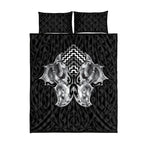 Aotearoa Kowhaiwhai Poutama Black Motif Quilt Bed Set