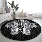 Aotearoa Kowhaiwhai Poutama Black Motif Round Carpet