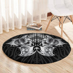 Aotearoa Kowhaiwhai Poutama Black Motif Round Carpet