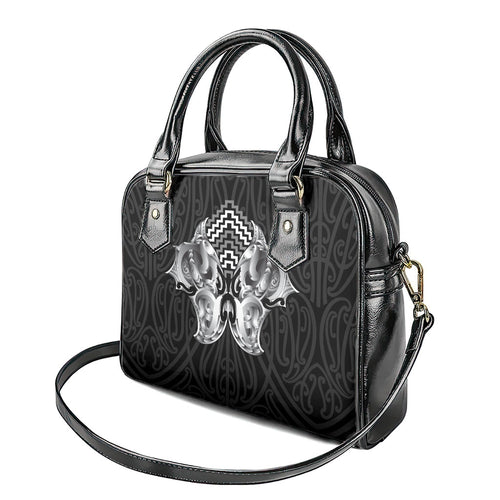 Aotearoa Kowhaiwhai Poutama Black Motif Shoulder Handbag