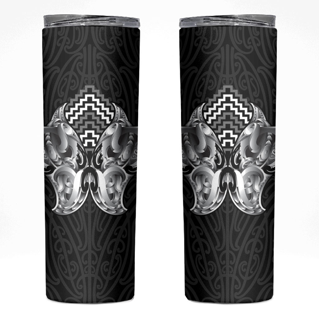 Aotearoa Kowhaiwhai Poutama Black Motif Skinny Tumbler
